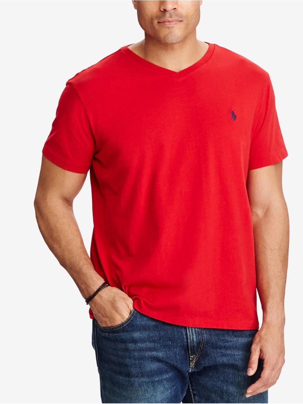Polo by Ralph Lauren Red V-Neck Short Sleeve Tee